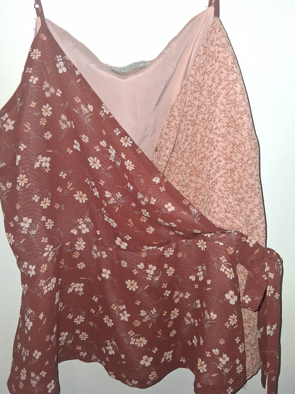 Paper Crane Floral Wrap Cami in Dusty Rose and Pale Pink